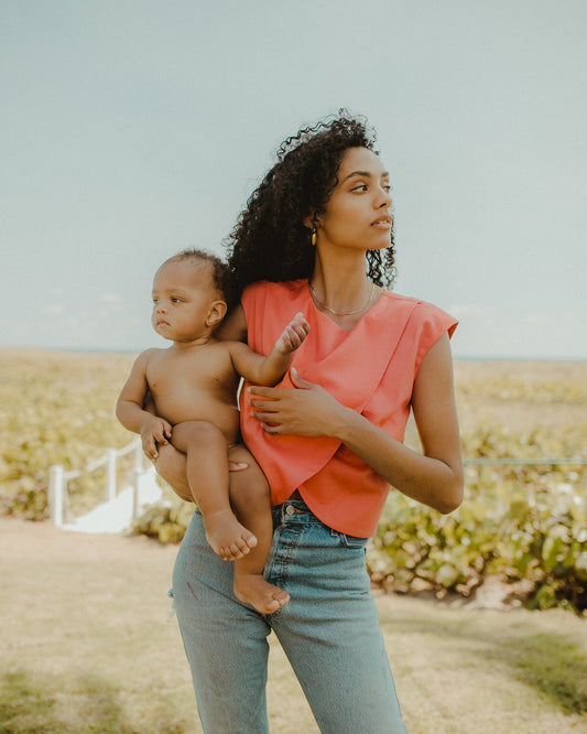 Crossover Top in Coral