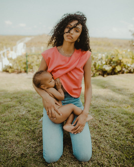 Crossover Top in Coral