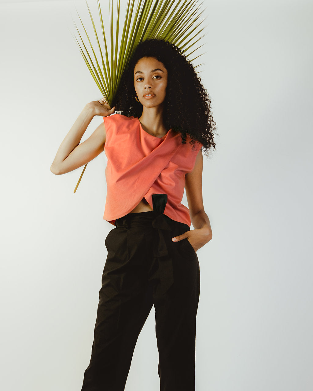 Crossover Top in Coral