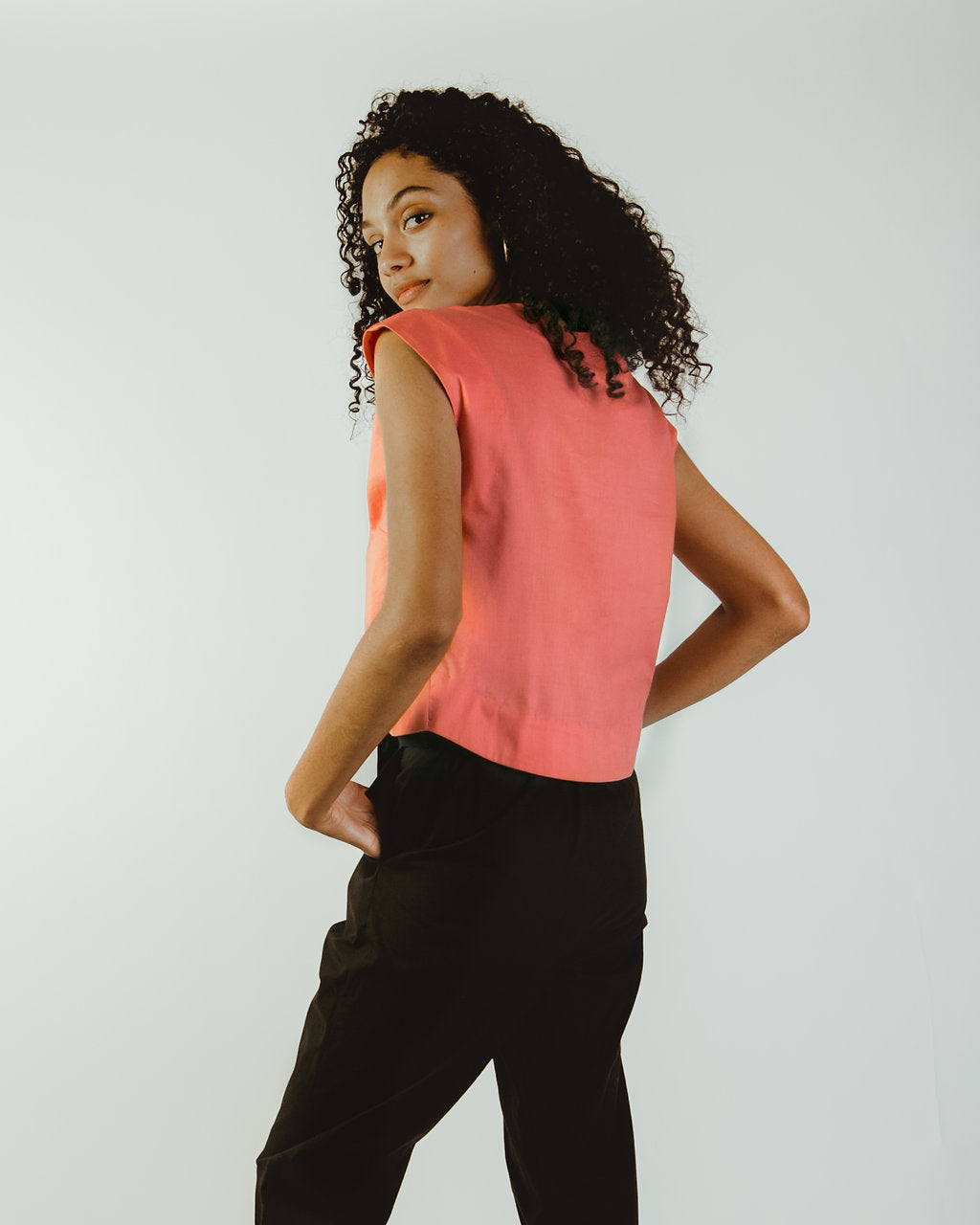 Crossover Top in Coral