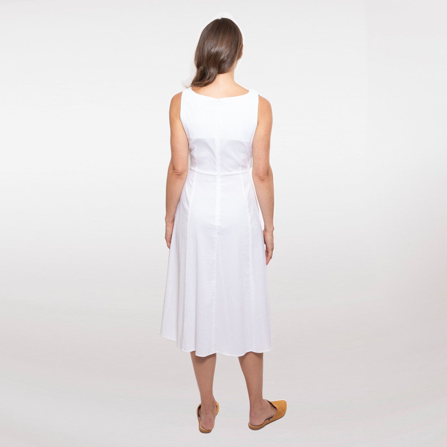 Crossover Dress in White Stripe